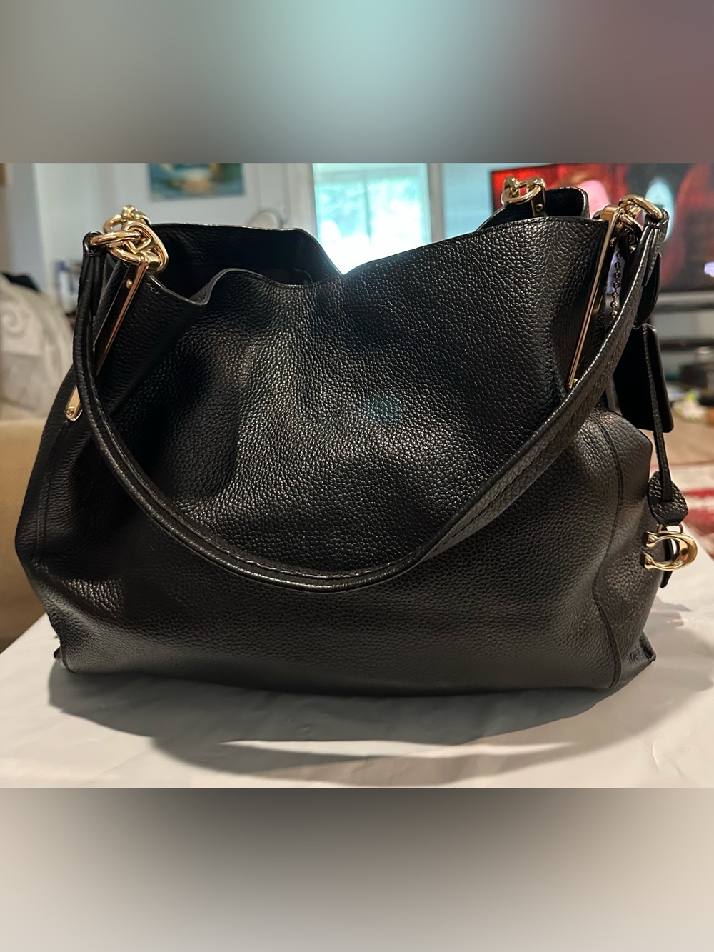 Coach Black Leather Hobo Bag with Gold Hardware - Women - Picture 4 of 14